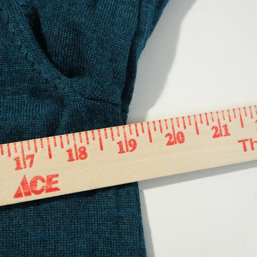 Jos. A. Bank Medium Traveler Quarter Zip Sweater Blue Green Merino Wool Mens